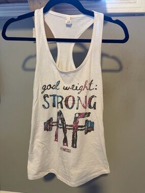 Next Level Apparel White Racerback Tank Top with Multicolor 'Strong AF' Graphic